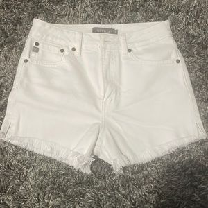 Just USA Know My Luck White High Rise Cutoff Denim Shorts / White / Size Small